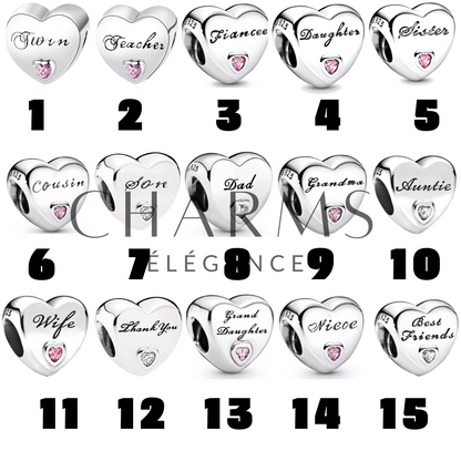 Charm Cœur Famille – 15 Designs au Choix