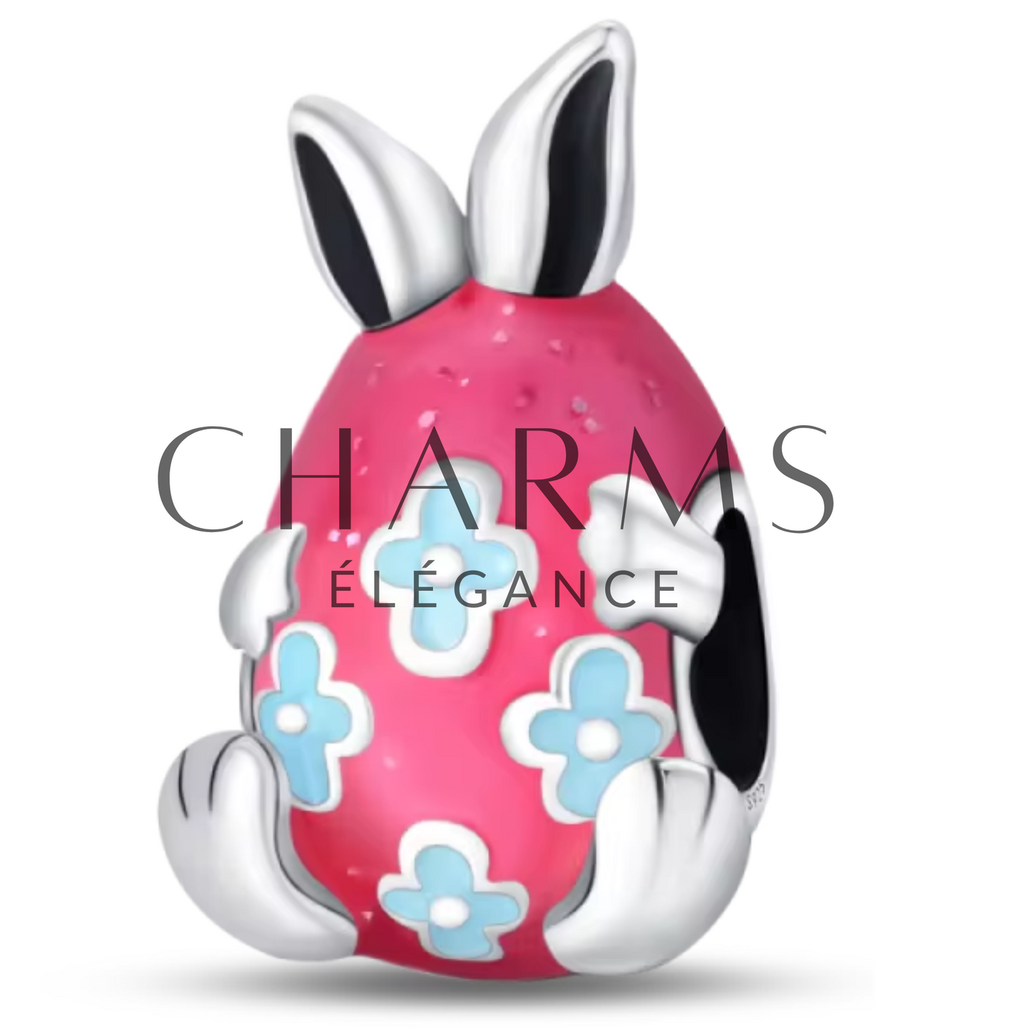 Charm Œuf Rose avec Lapin Caché