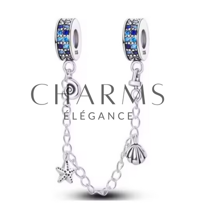 Charm Chaîne Coquillages & Détails Bleus – Douceur Marine et Élégance