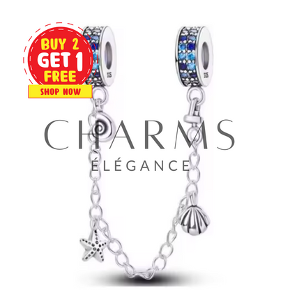 Charm Chaîne Coquillages & Détails Bleus – Douceur Marine et Élégance