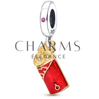 Charm Enveloppe Rouge avec Pièces Dorées