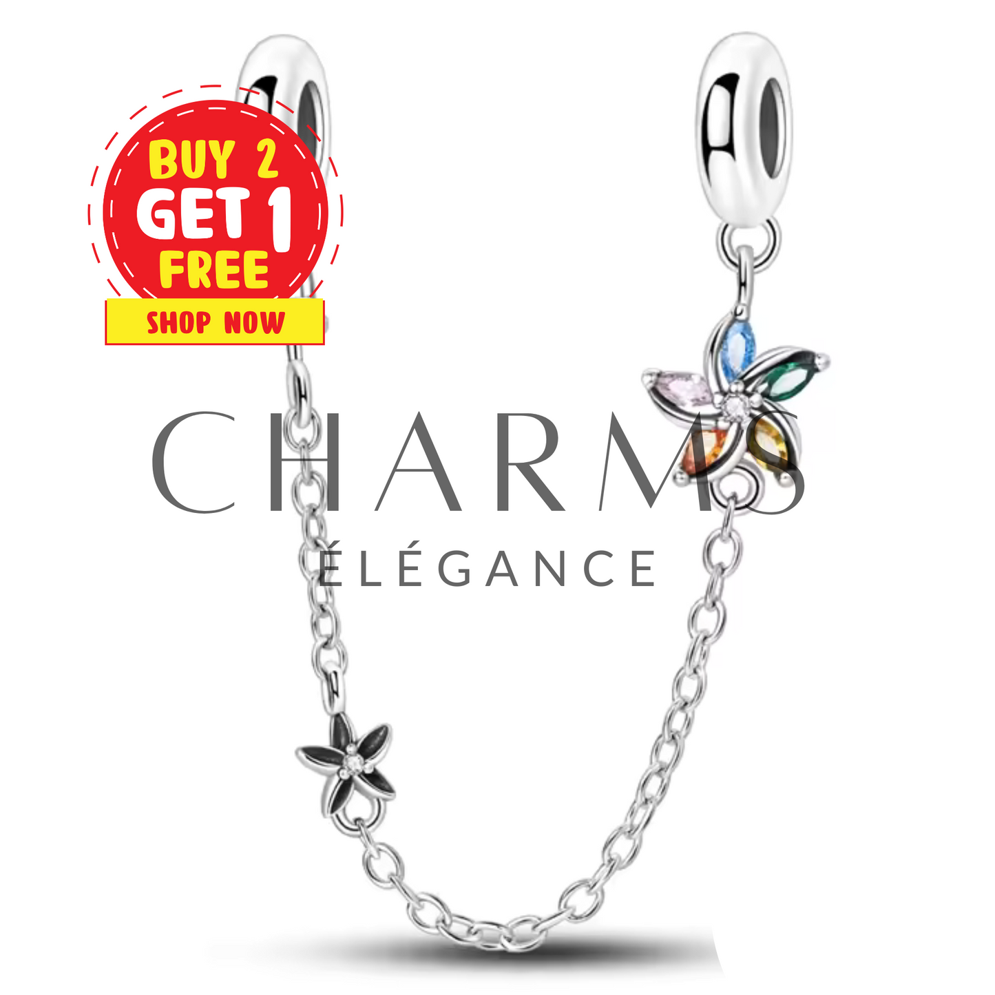 Charm Chaîne de Sécurité Fleurs Élégantes