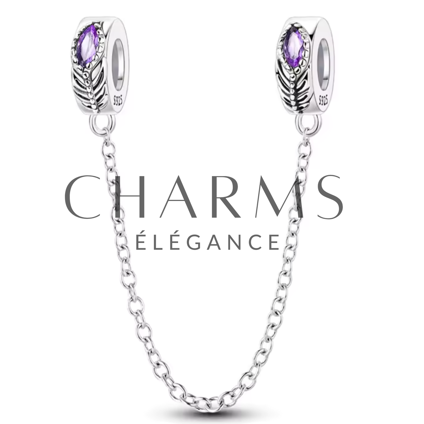 Charm Chaîne de Sécurité Plumes Violettes Élégantes