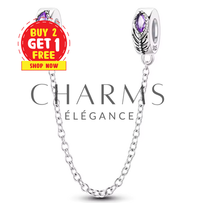 Charm Chaîne de Sécurité Plumes Violettes Élégantes