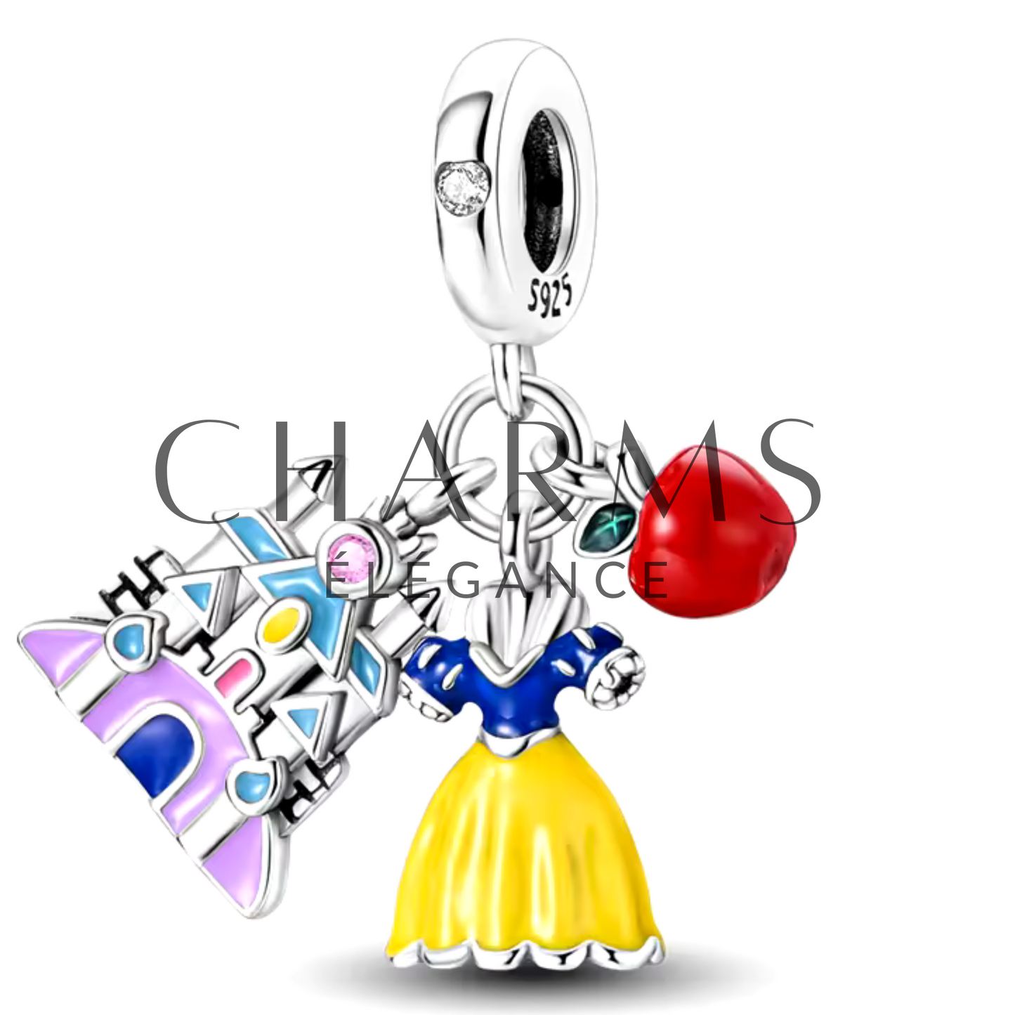 Charm Conte de Fées – Robe, Pomme & Château de Blanche-Neige