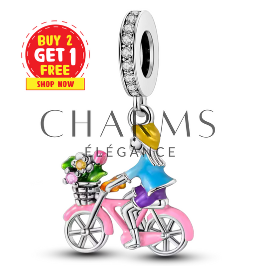 Charm – Dame à Vélo avec Bouquet de Fleurs