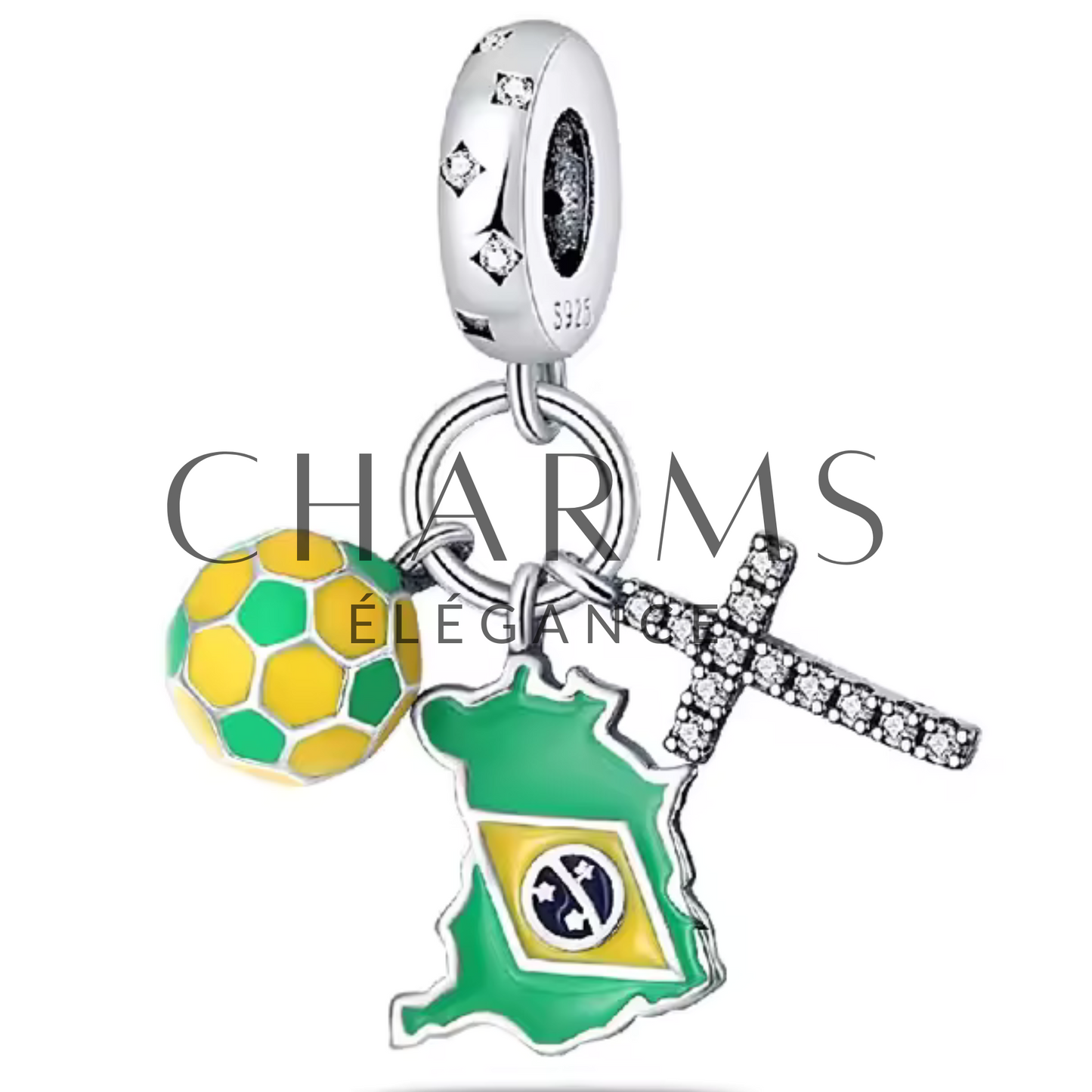 Charm Croix, Ballon et Drapeau du Brésil