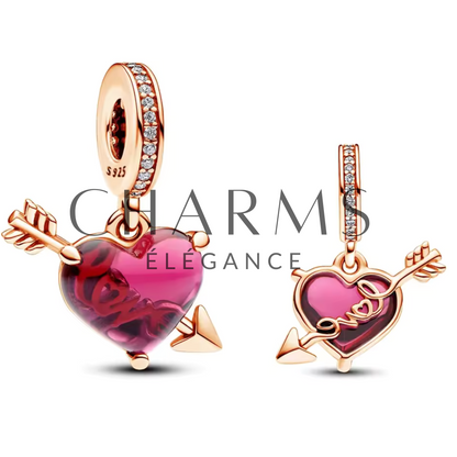 Charm Cœur avec Flèche et Inscription "Love"