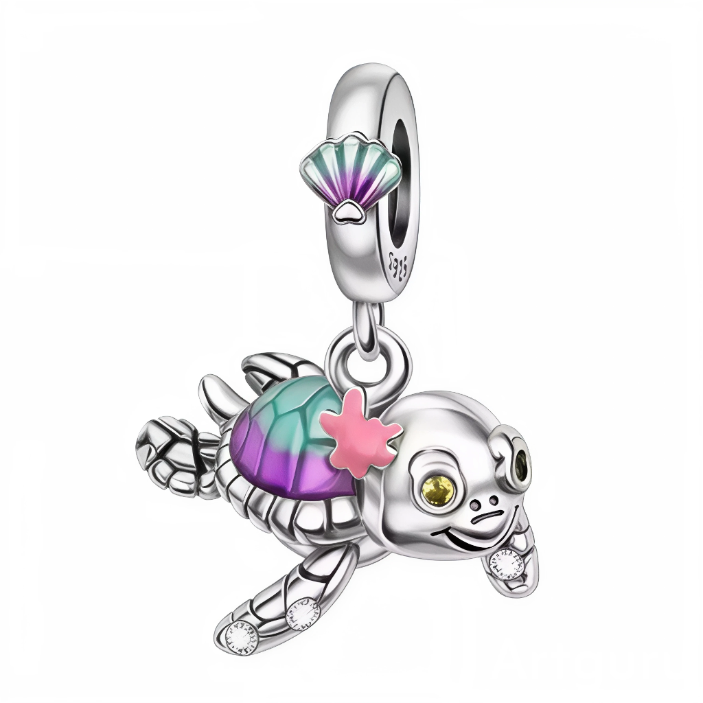 Tropical Mermaid Turtle Charm Pendant 