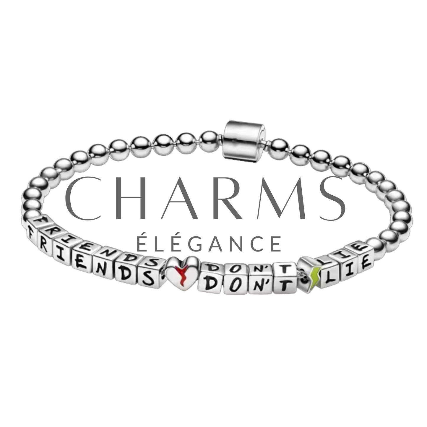 Bracelet Argenté Stranger Things "Friends Don't Lie" – Amitié et Fidélité Éternelle