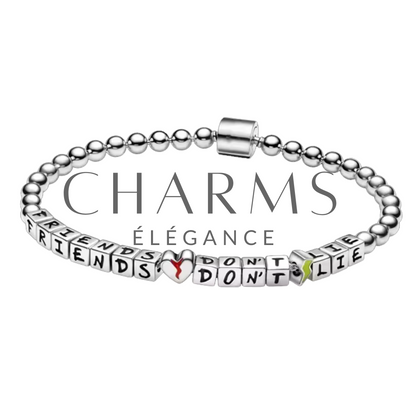 Bracelet Argenté Stranger Things "Friends Don't Lie" – Amitié et Fidélité Éternelle
