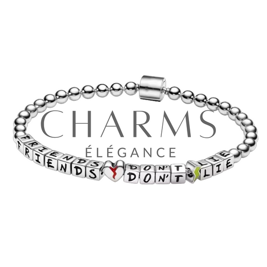 Bracelet Argenté Stranger Things "Friends Don't Lie" – Amitié et Fidélité Éternelle