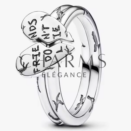 Bague Argentée Stranger Things "Friends Don't Lie" – Amitié et Magie de l'Univers Surnaturel