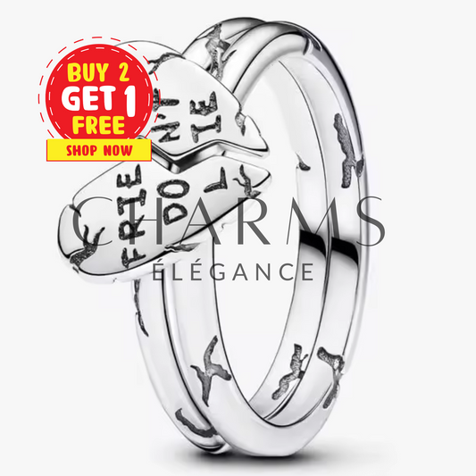 Bague Argentée Stranger Things "Friends Don't Lie" – Amitié et Magie de l'Univers Surnaturel