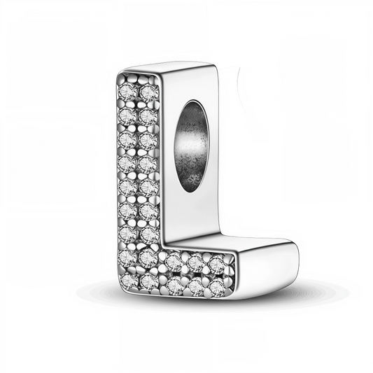 Charm - Buchstabe "L" Silber mit Strass