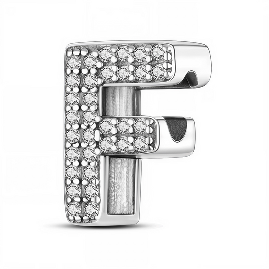 Charm - Lettre "F" Argenté avec Strass