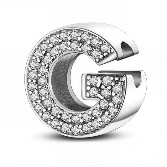Charm - Lettre "G" Argenté avec Strass