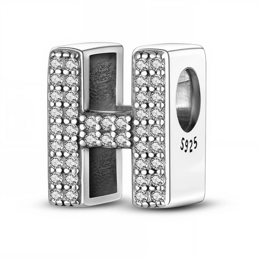 Charm - Lettre "H" Argenté avec Strass