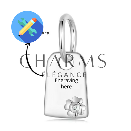 Personalisierte gravierbare Plakette mit Blume – Eleganter Schmuck zum Personalisieren