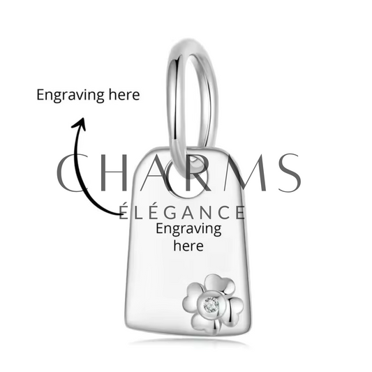 Personalisierte gravierbare Plakette mit Blume – Eleganter Schmuck zum Personalisieren