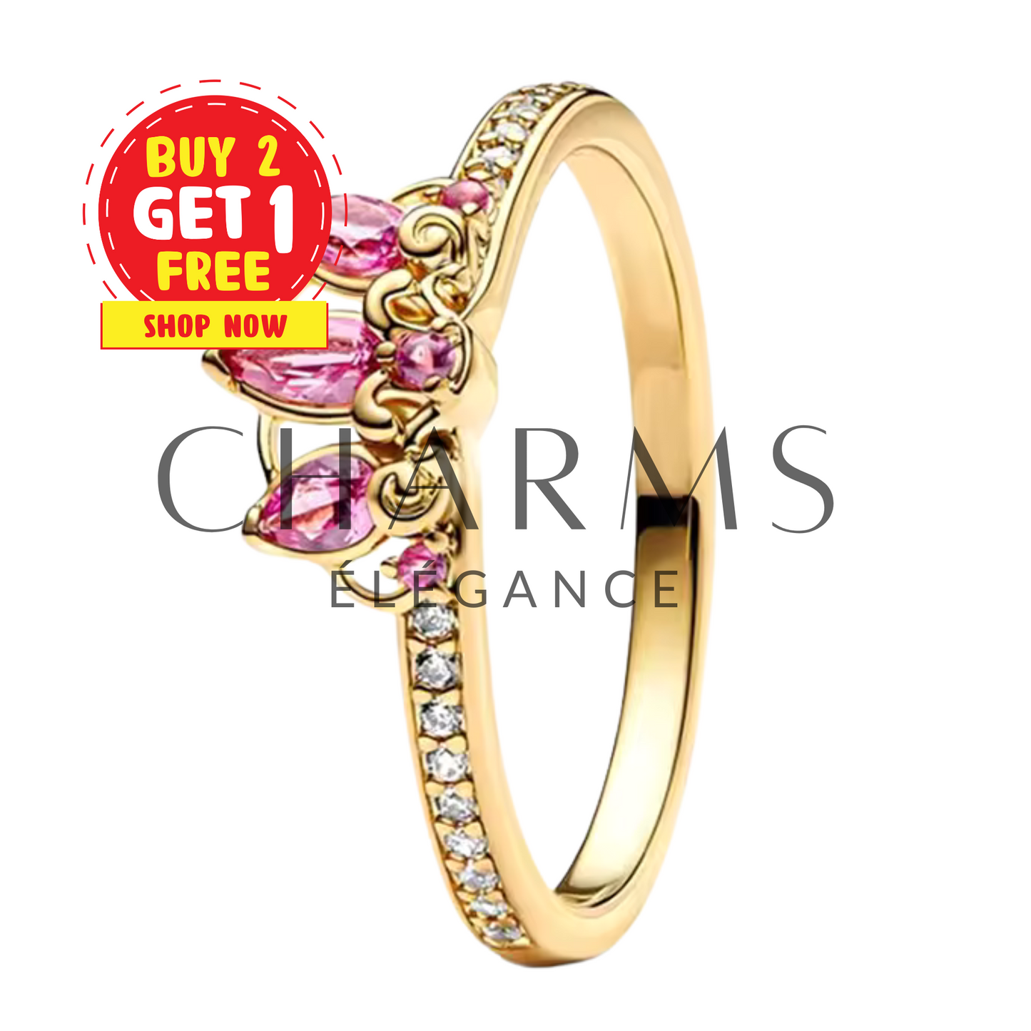 Bague Dorée et Rose Inspiration Raiponce – Magie et Éclat des Cheveux d'Or