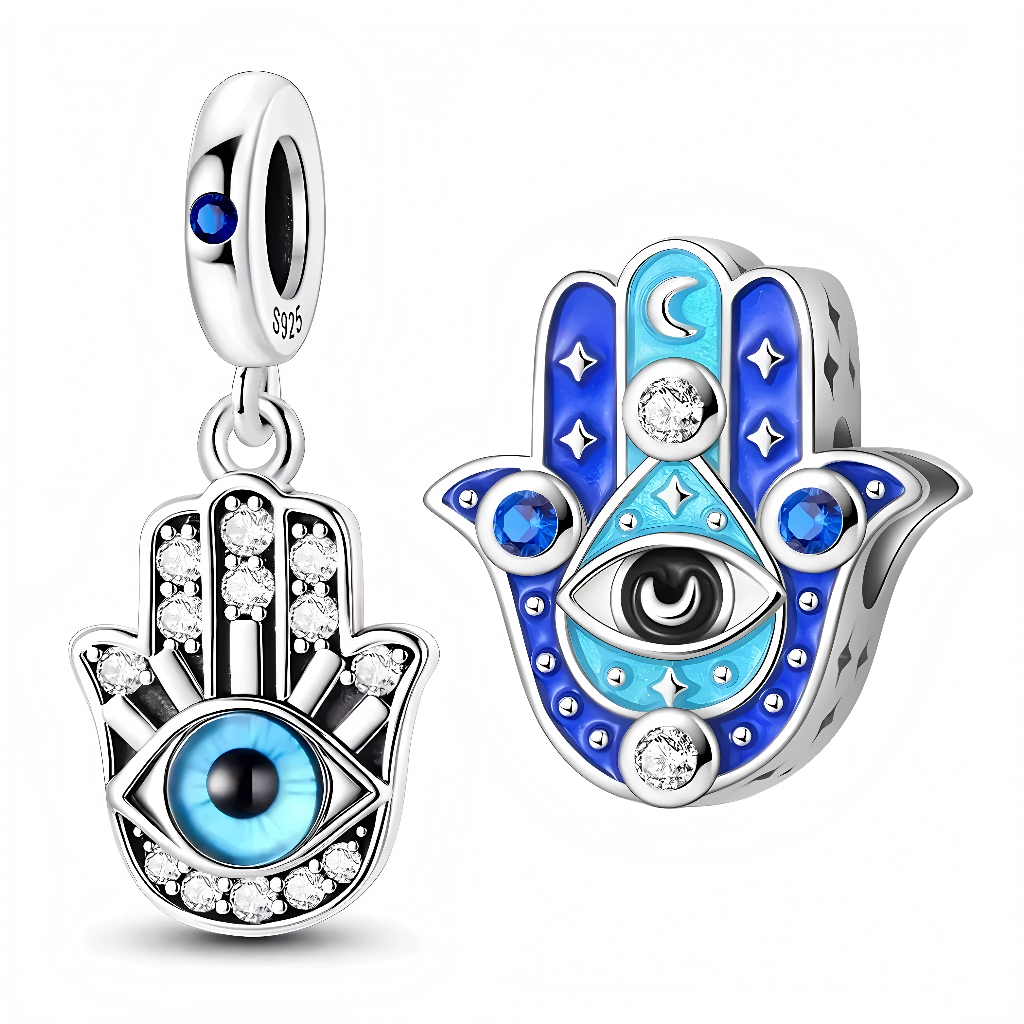 Découvrez cette offre duo protectrice de deux charms Main de Fatma (Hamsa) en argent 925 (S925), parfait pour talismans chance, protection et énergie positive quotidienne.


Caractéristiques :

Matière : Argent 925 (S925) poli éclatant avec émail turquoise œil, strass micro-finesse.
Design : Symboles authentiques berbères/orientaux, fixation clips sécurisée duo complémentaire.
Compatibilité : Compatible bracelets charms standards (type Pandora), pack duo prix protecteur.