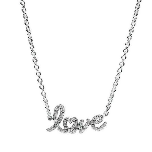 Funkelnde handgeschriebene Liebeskette „Love“