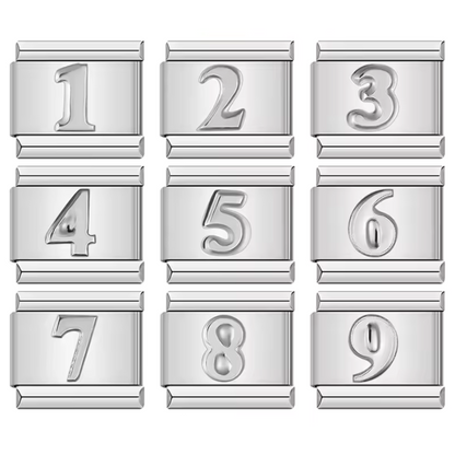 Silver Italian Charm – Numbers 0 to 9