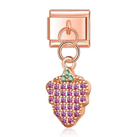 Italienischer Charm-Anhänger – Weintraube in Gold, Silber oder Roségold