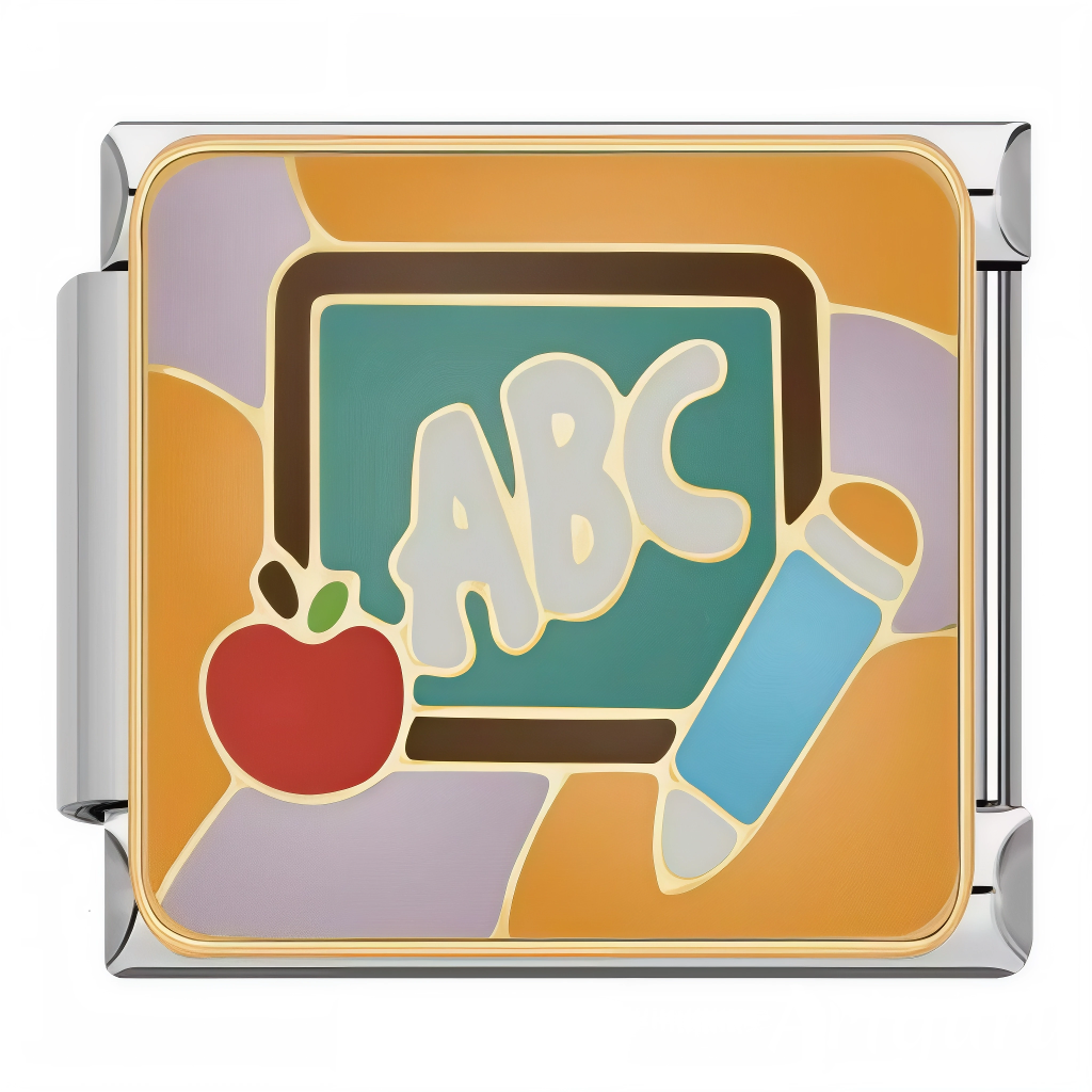 Italian Charm - "ABC" Painting with Apple and Blue Pencil