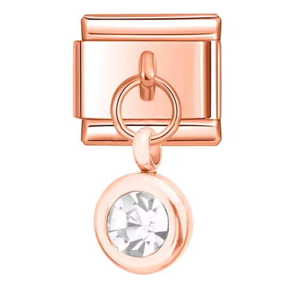 Italienischer Charm-Anhänger in Roségold – Geburtsstein