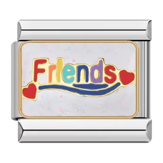 Silver Italian Charm – “Friends” multi-colored