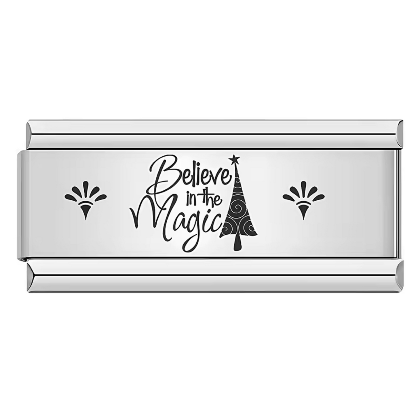 Long Silver Italian Charm – “Believe in the Magic”