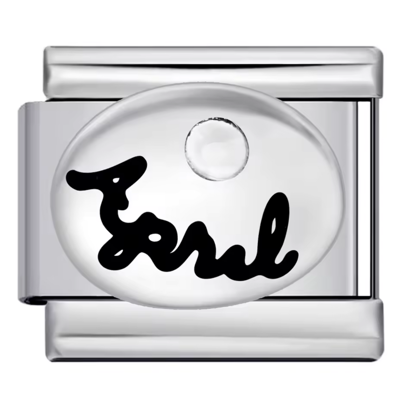 Silberner italienischer Charm – Geburtsstein und Monat