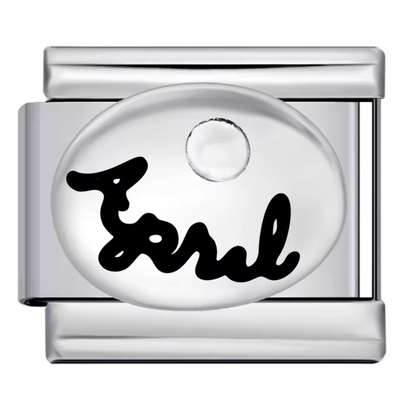 Silberner italienischer Charm – Geburtsstein und Monat