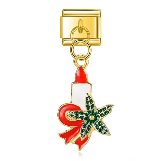 Charm Italien Pendentif – Bougie de Noël Doré