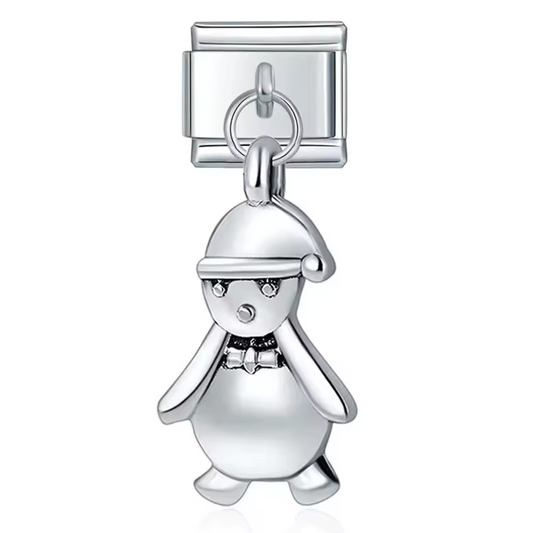 Charm Italien Pendentif – Bonhomme de Neige Argenté