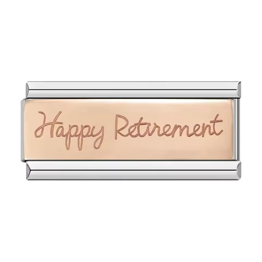 Silberner italienischer Charm – „Happy Retirement“
