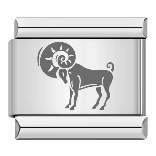Silver Italian Charm – Grey Zodiac Sign