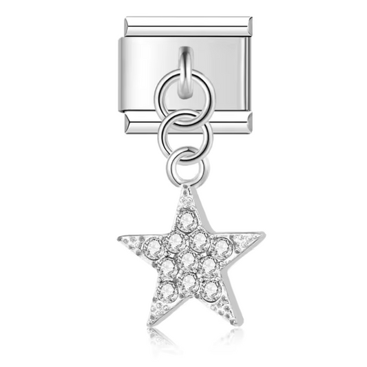 Italienischer Charm-Anhänger – Stern, erhältlich in Silber, Grün und Pink