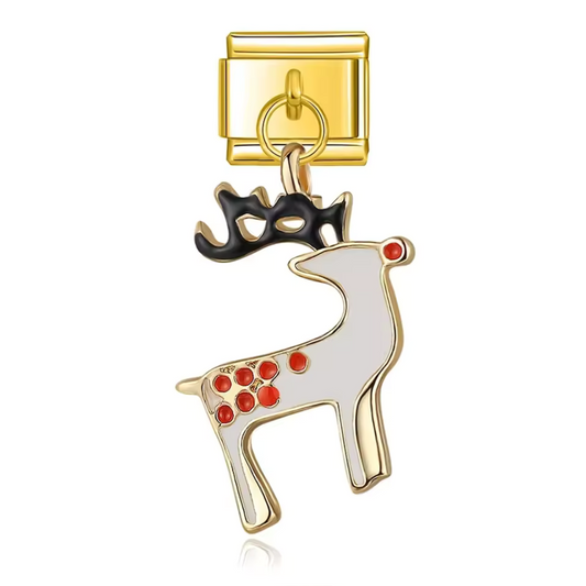 Italienischer Charm-Anhänger – Goldener Hirsch