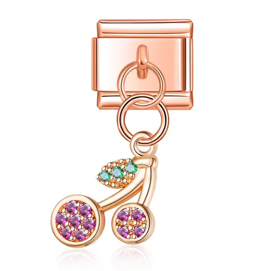 Italienischer Charm-Anhänger – Kirschen aus Gold, Silber oder Roségold