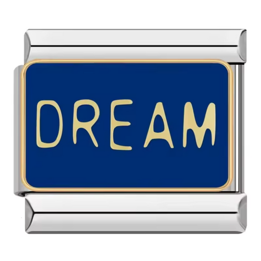 Silberner italienischer Charm – „Dream“ blauer Hintergrund