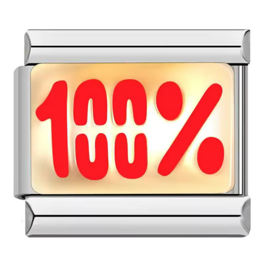 Silver Italian Charm – “100%”