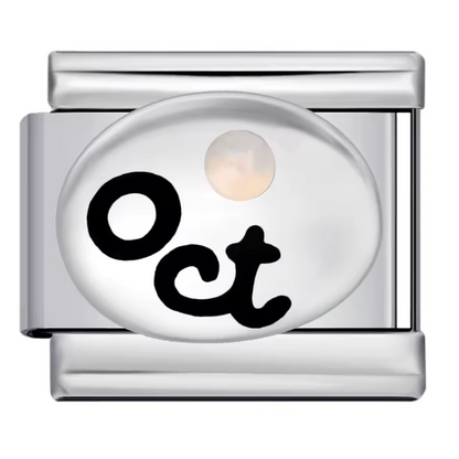 Silberner italienischer Charm – Geburtsstein und Monat