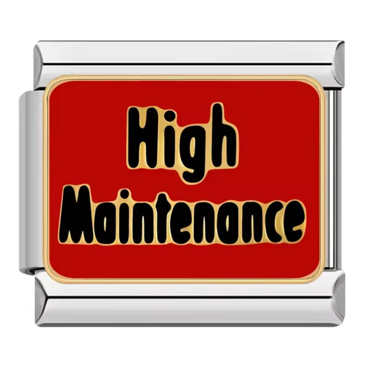Silver and Red Italian Charm – "High Maintenance"