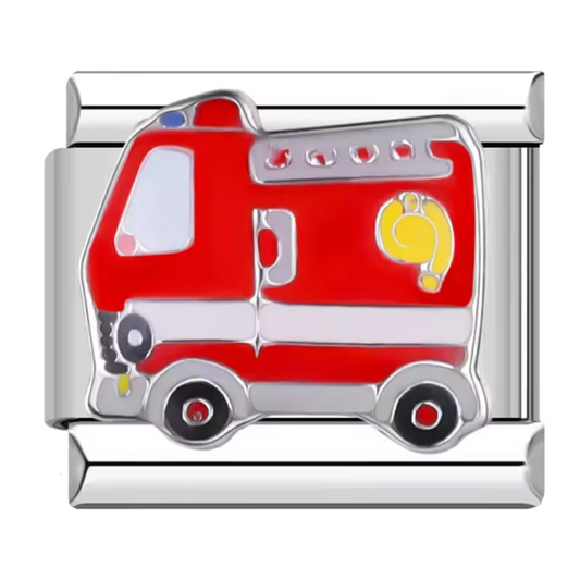 Silberner italienischer Charm – Feuerwehrauto