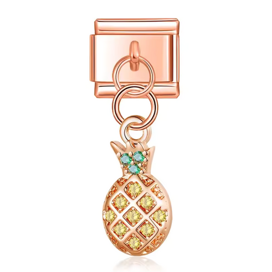 Italian Charm Pendant – Pineapple in Gold, Silver or Rose Gold