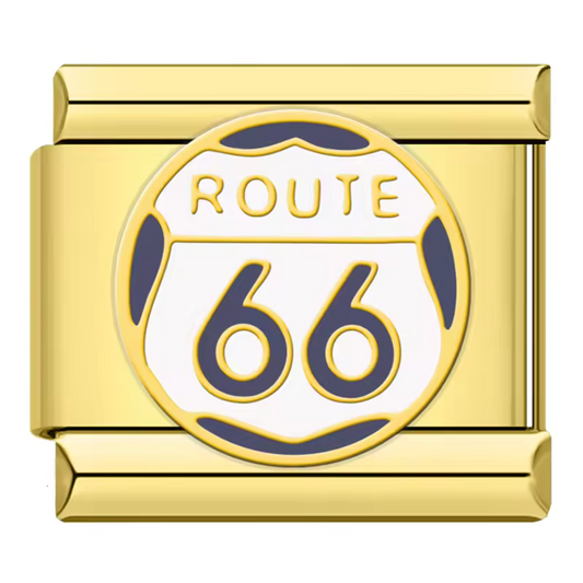 Silver or Gold Italian Charm – Route 66