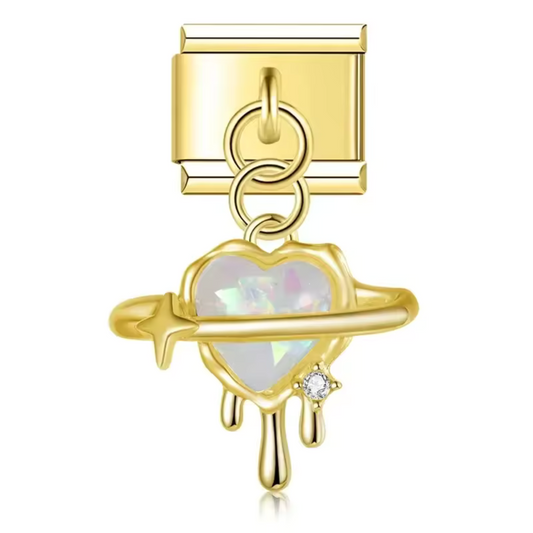 Italian Charm – Herzanhänger mit Sternen (Silber oder Gold)